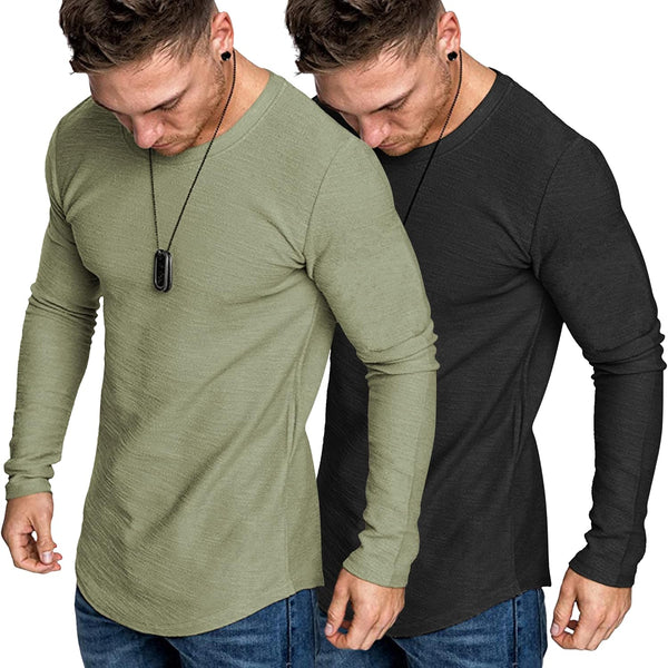 Men’s 2-Pack Muscle Fit Long Sleeve Athletic T-Shirts