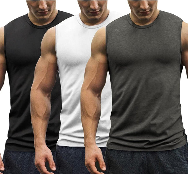 Men'S 3 Pack Workout Tank Tops Gym Muscle Tee Bodybuilding Fitness Sleeveless T Shirts
