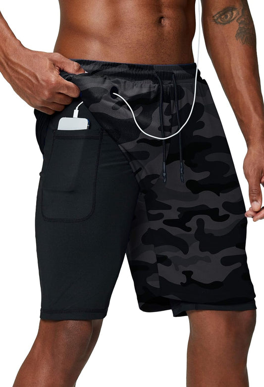 Men's 2 in 1 Gym Shorts with Phone Pocket